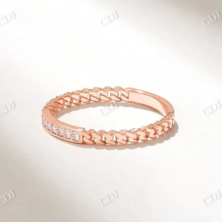 0.07CTW Cuban Link Chain Set Diamond Unique Wedding Band
