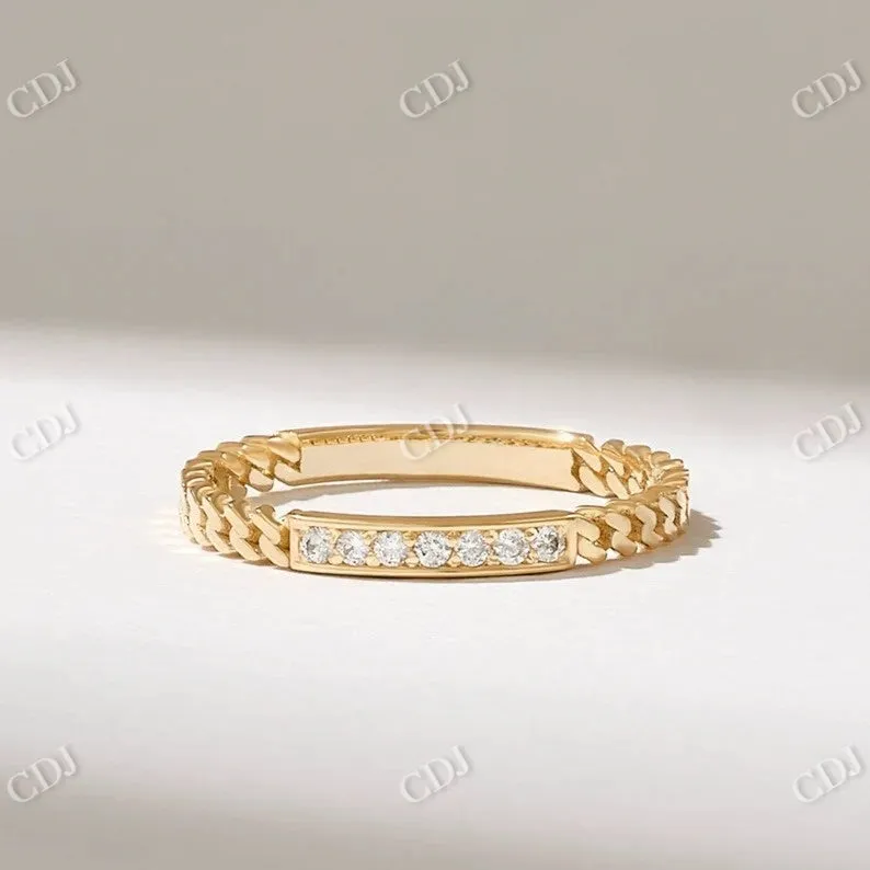 0.07CTW Cuban Link Chain Set Diamond Unique Wedding Band