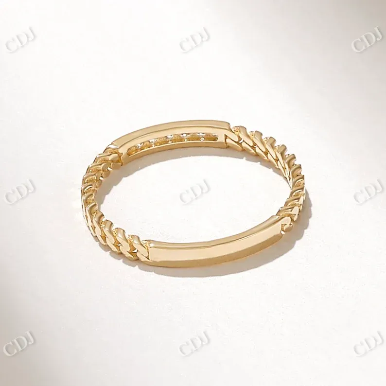 0.07CTW Cuban Link Chain Set Diamond Unique Wedding Band