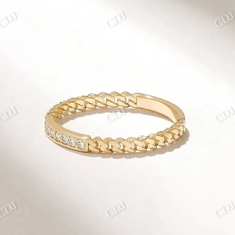 0.07CTW Cuban Link Chain Set Diamond Unique Wedding Band