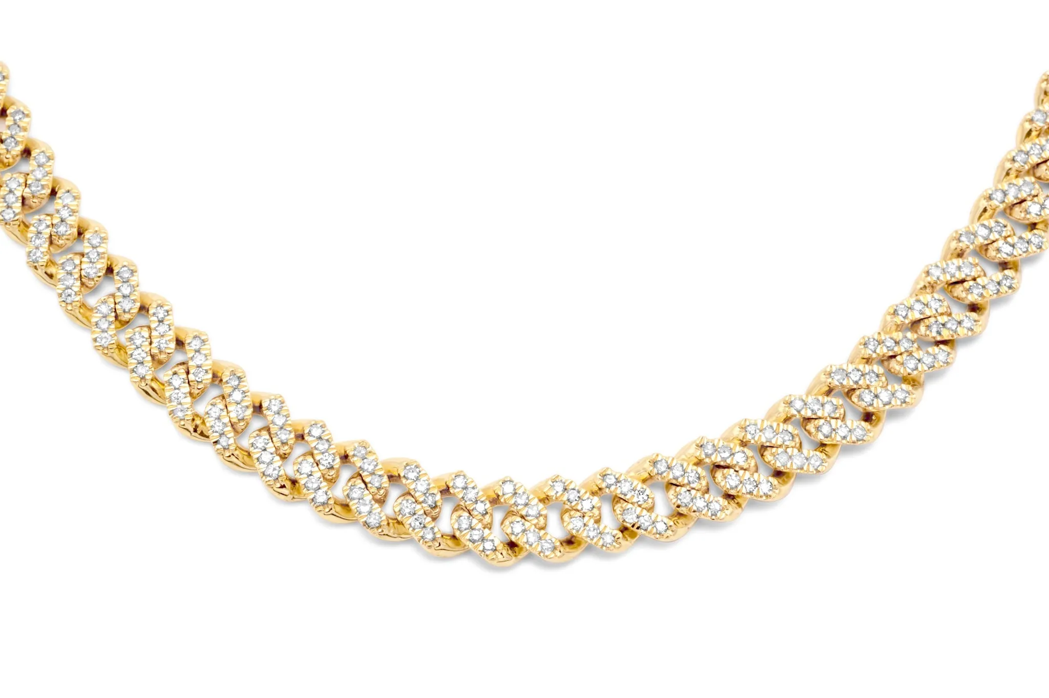10K Solid Diamond Yellow Gold Cuban Chain 6mm 3.65 ctw (Choker)