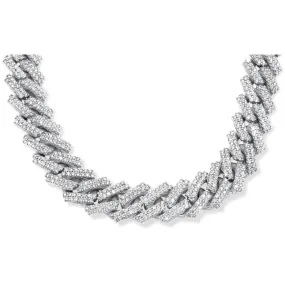 10k Solid White Gold Diamond Cuban Prong Chain 16.5mm 34.25 ctw