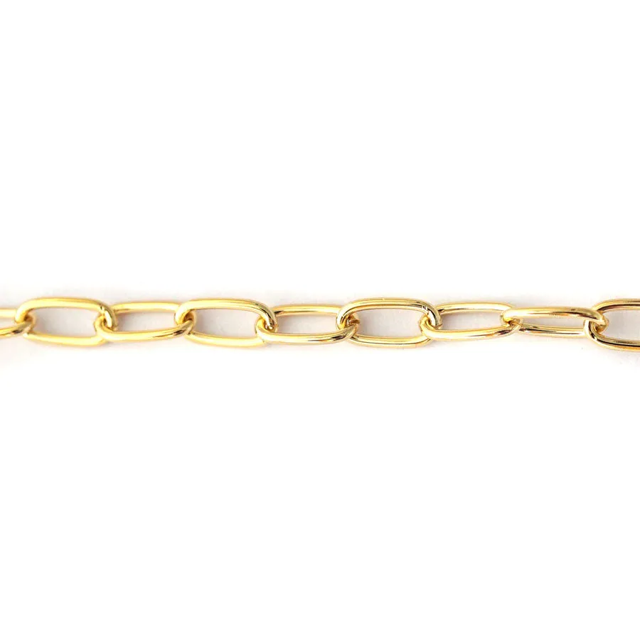 11.6mm Gold Finish Steel Thin Paperclip Cable Chain