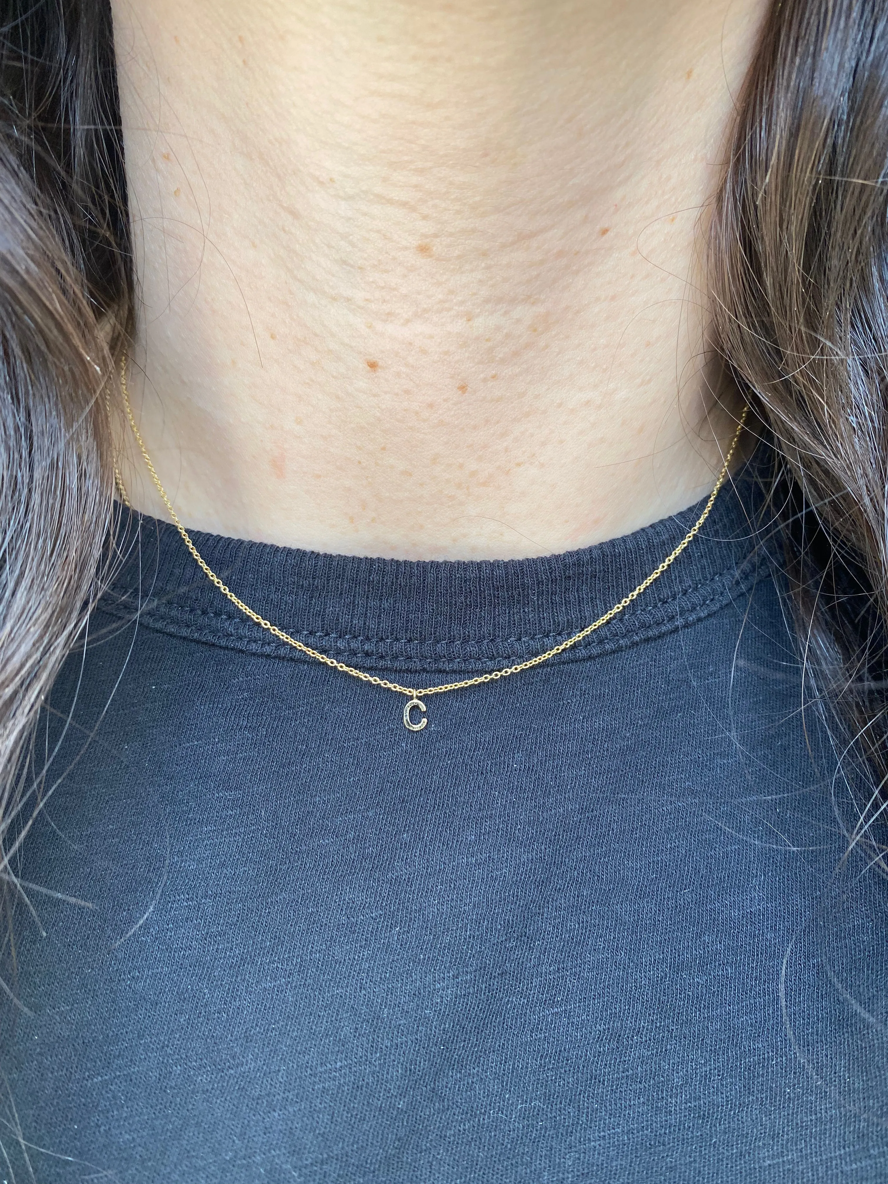 14 Karat Gold Dangling Initial Necklace