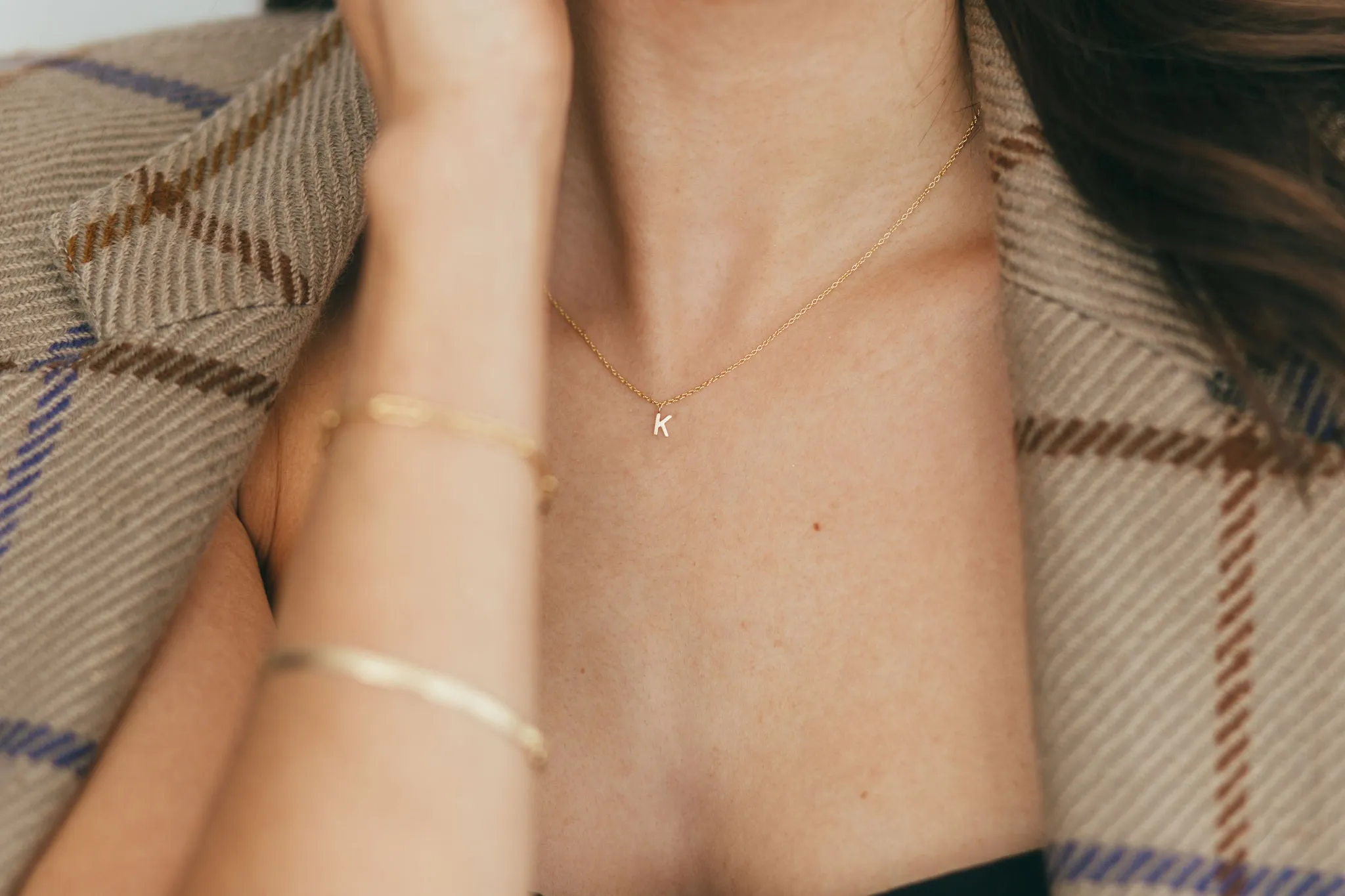 14 Karat Gold Dangling Initial Necklace