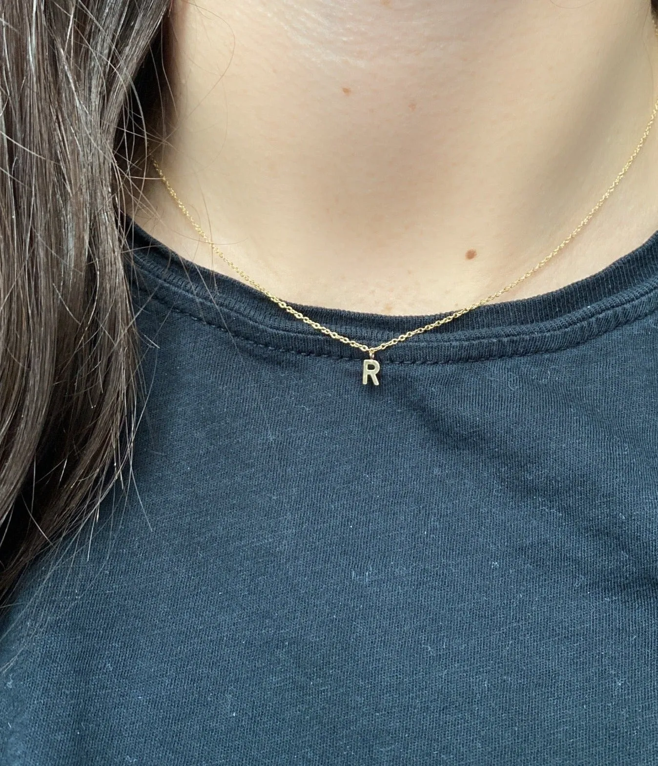 14 Karat Gold Dangling Initial Necklace