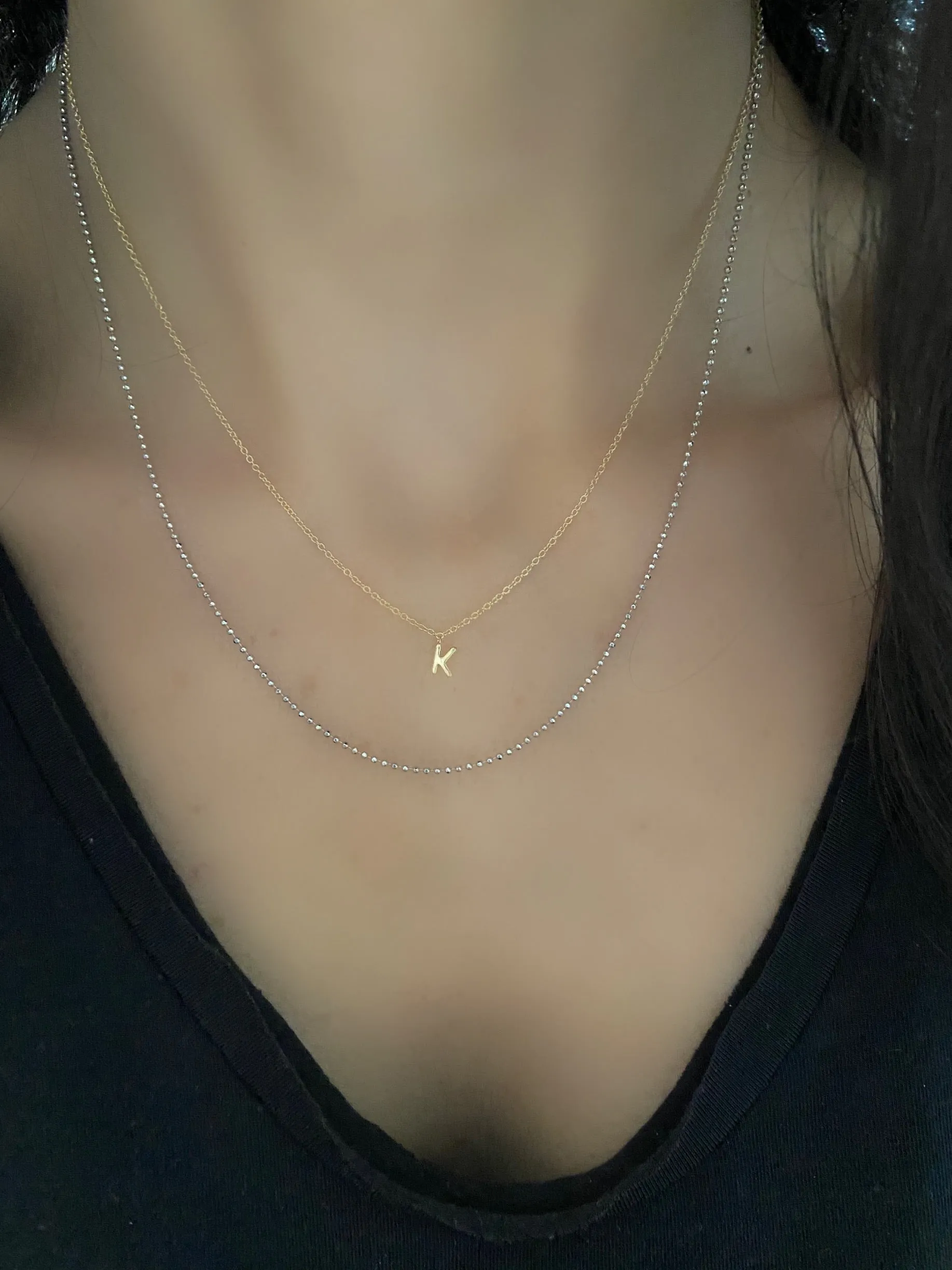 14 Karat Gold Dangling Initial Necklace