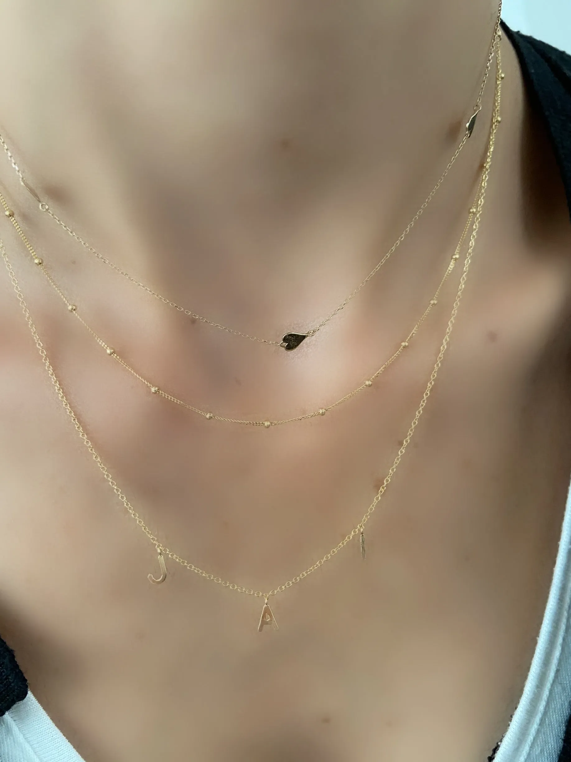 14 Karat Gold Dangling Initial Necklace