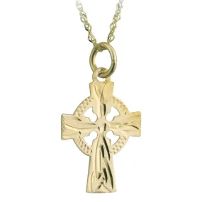 14k Gold Children's Celtic Cross Pendant Necklace