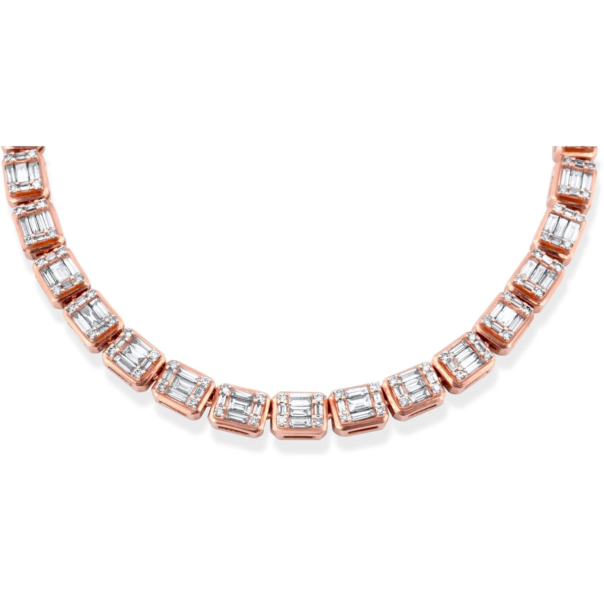 14k Rose Gold Baguette Chain 11.91 ctw