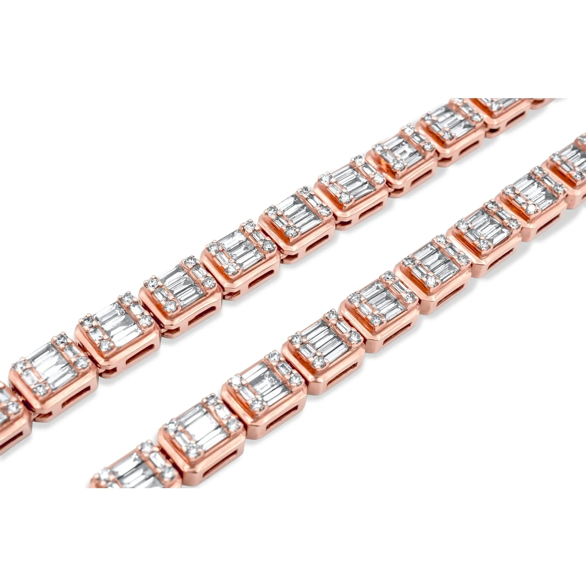 14k Rose Gold Baguette Chain 11.91 ctw