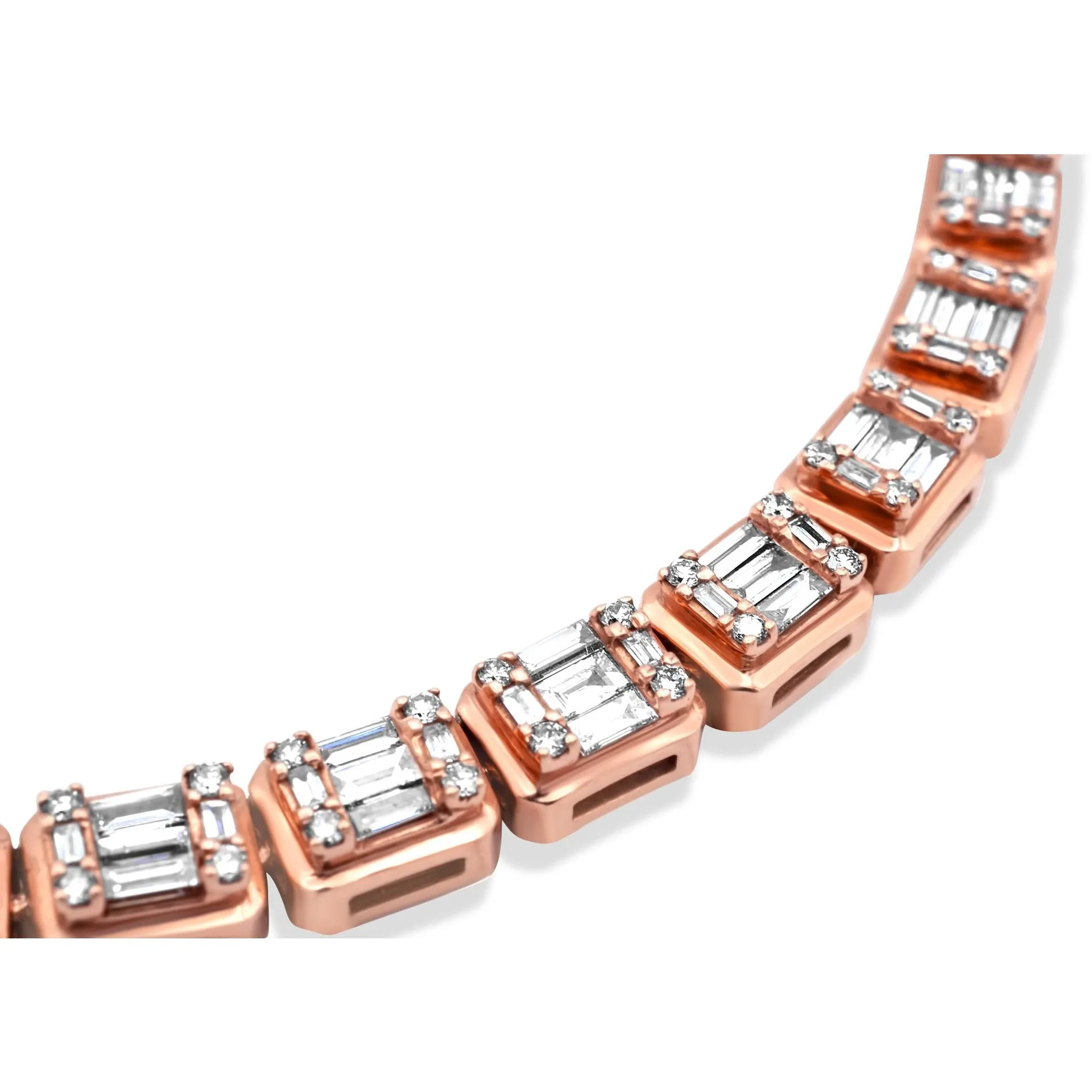 14k Rose Gold Baguette Chain 11.91 ctw