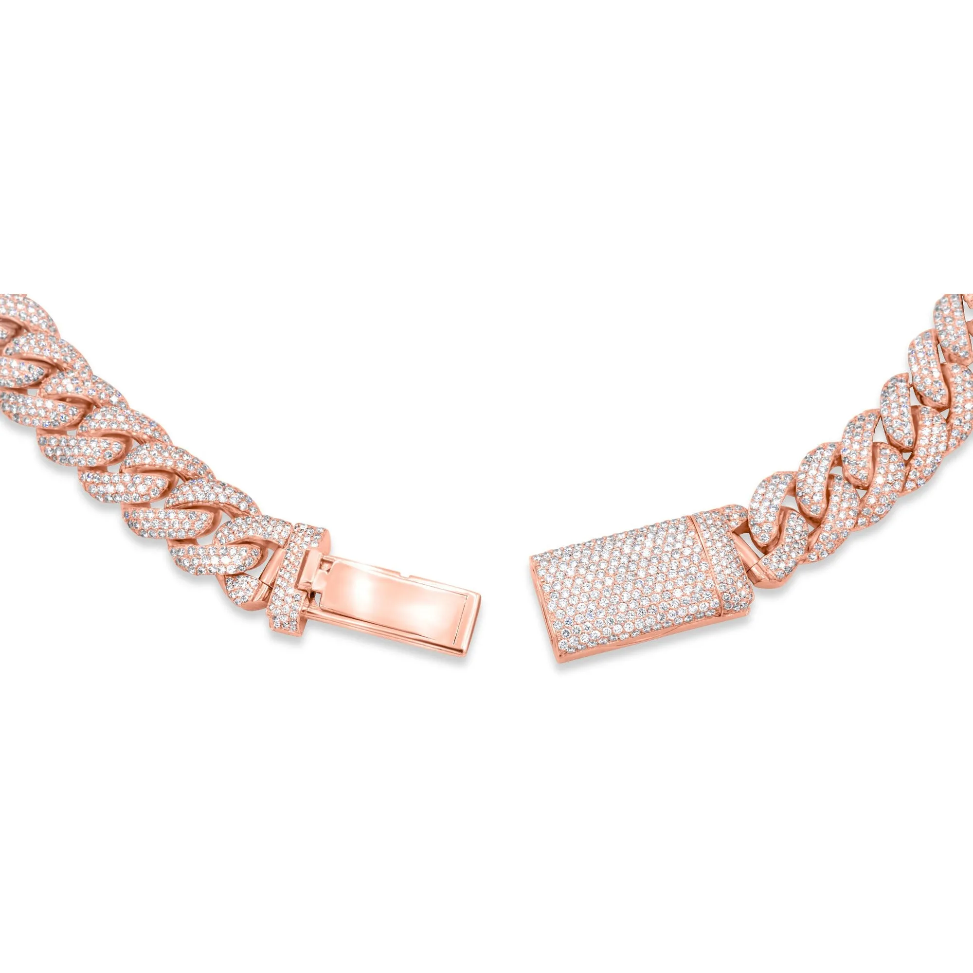 14k Rose Gold Diamond Cuban Chain 32.00 ctw