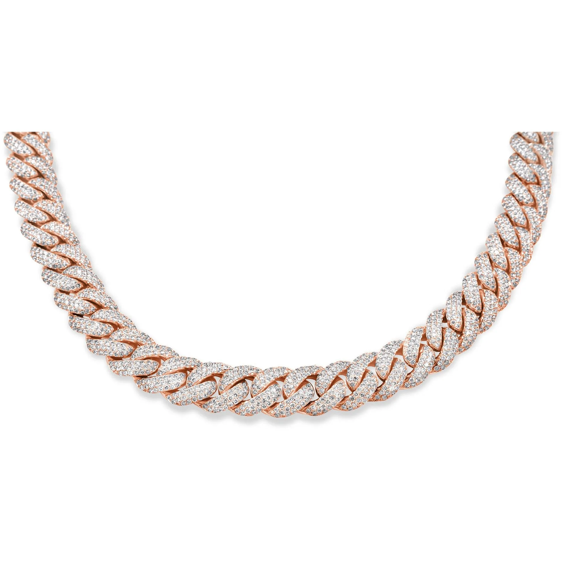 14k Rose Gold Diamond Cuban Chain 32.00 ctw