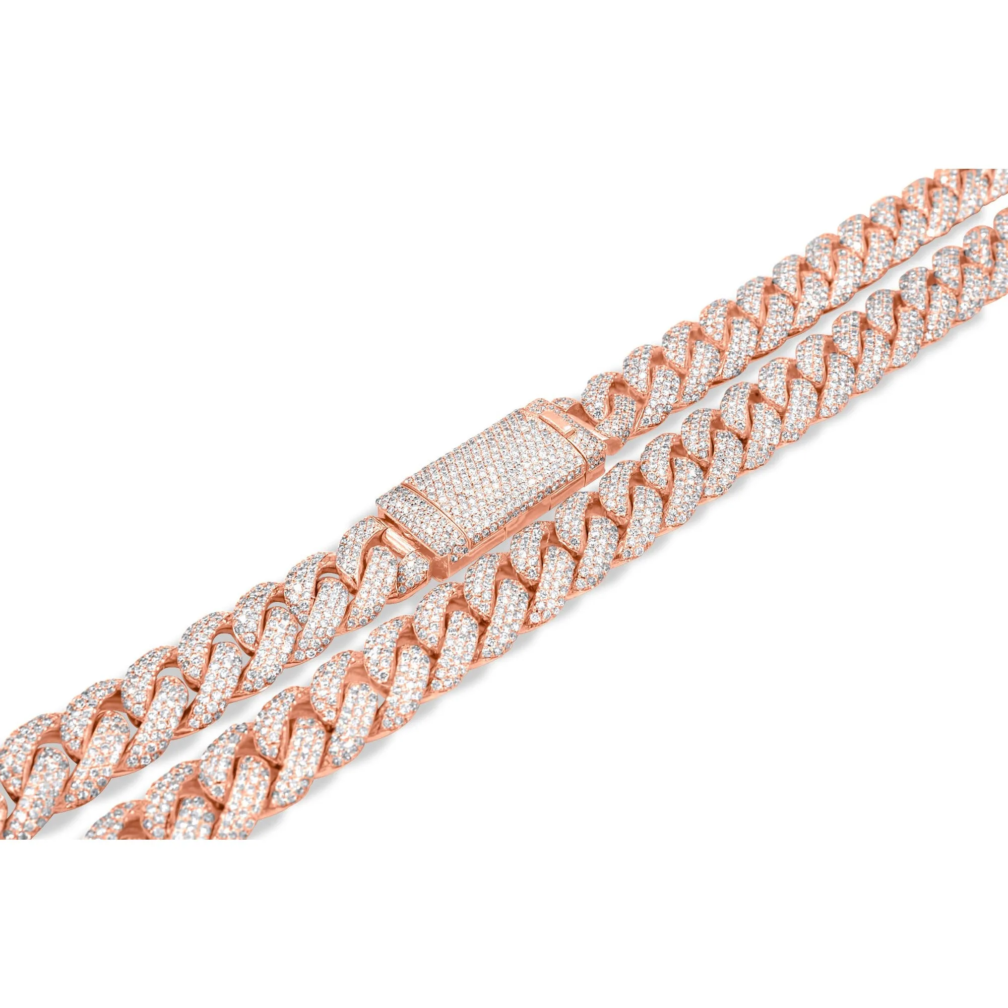 14k Rose Gold Diamond Cuban Chain 32.00 ctw