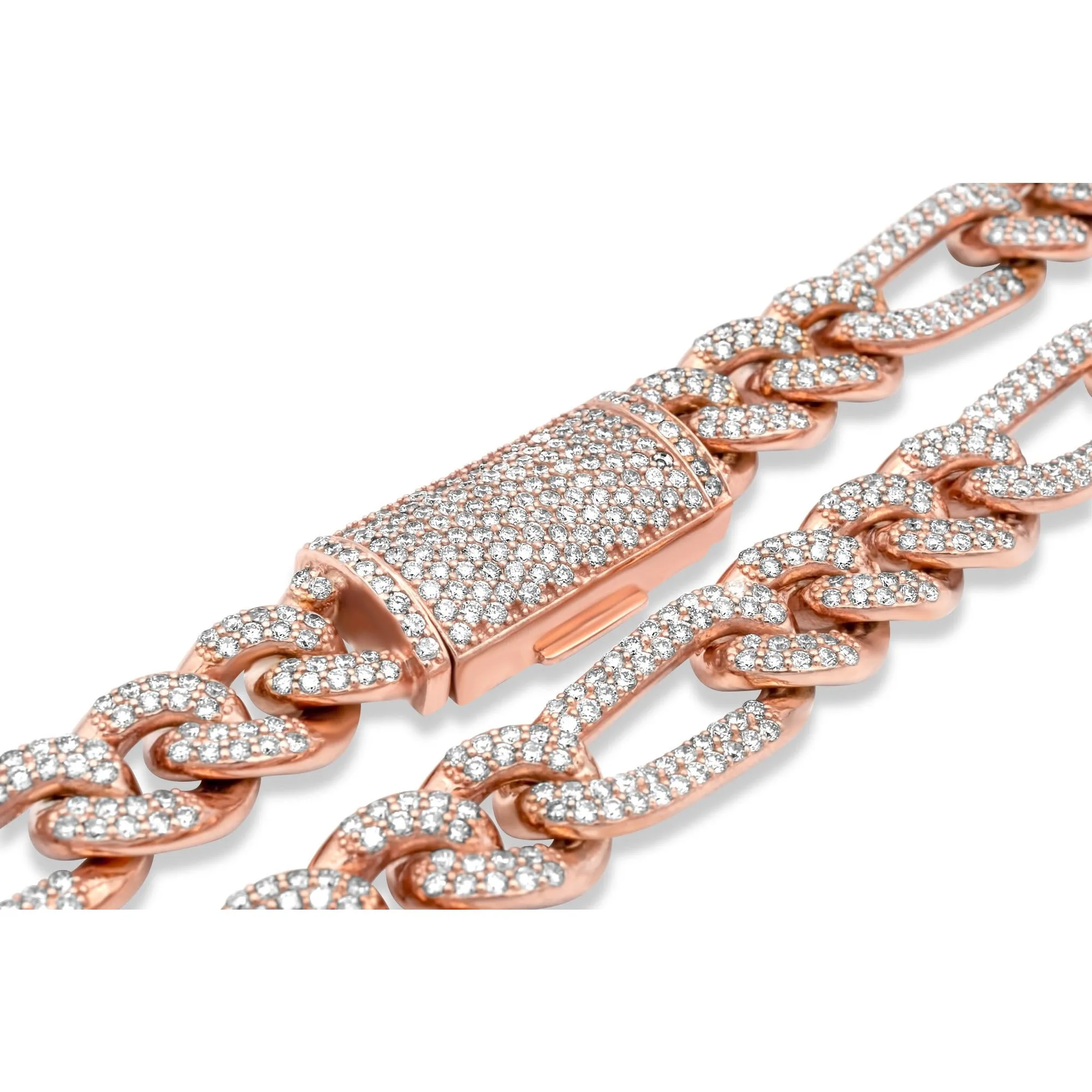 14k Rose Gold Diamond Figaro Link Chain 18.60ctw