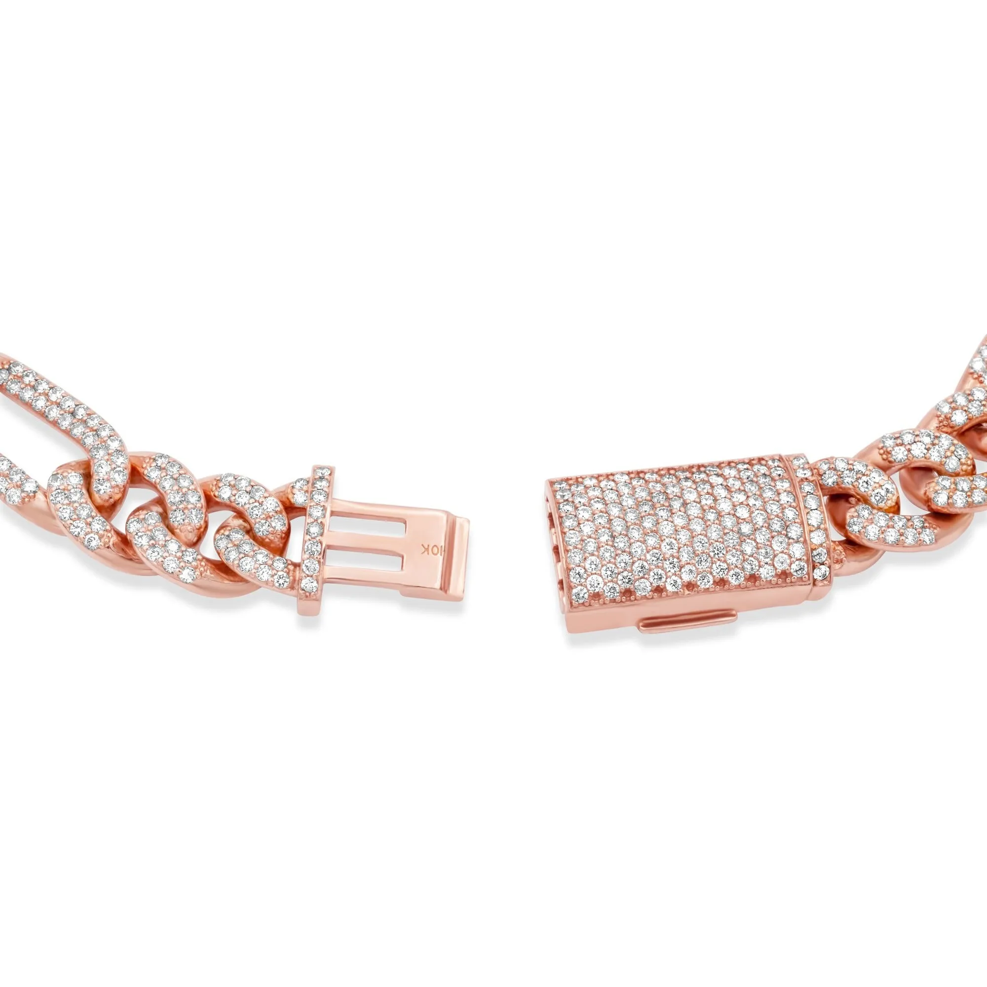 14k Rose Gold Diamond Figaro Link Chain 18.60ctw