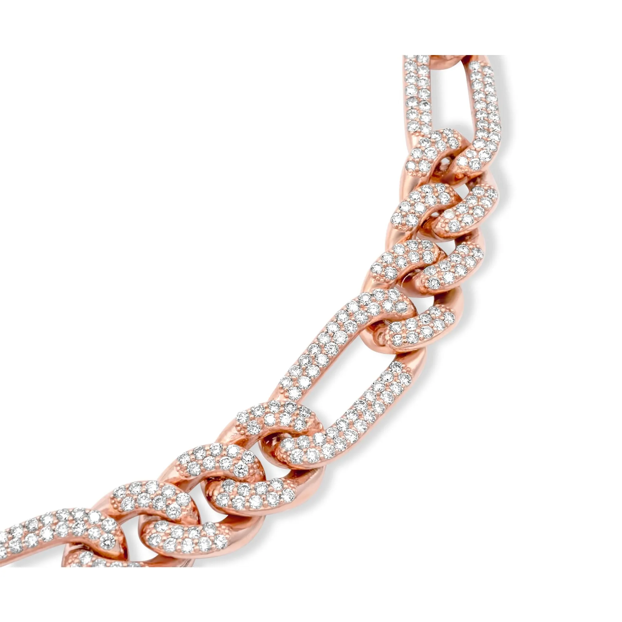 14k Rose Gold Diamond Figaro Link Chain 18.60ctw