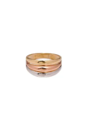 14K Solid Gold 3 Color Ways Round Cut Statement Ring