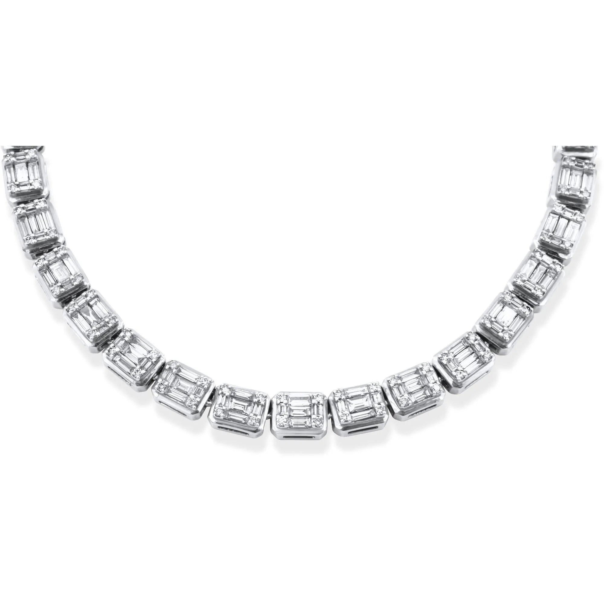14k White Gold Baguette Chain 11.91 ctw
