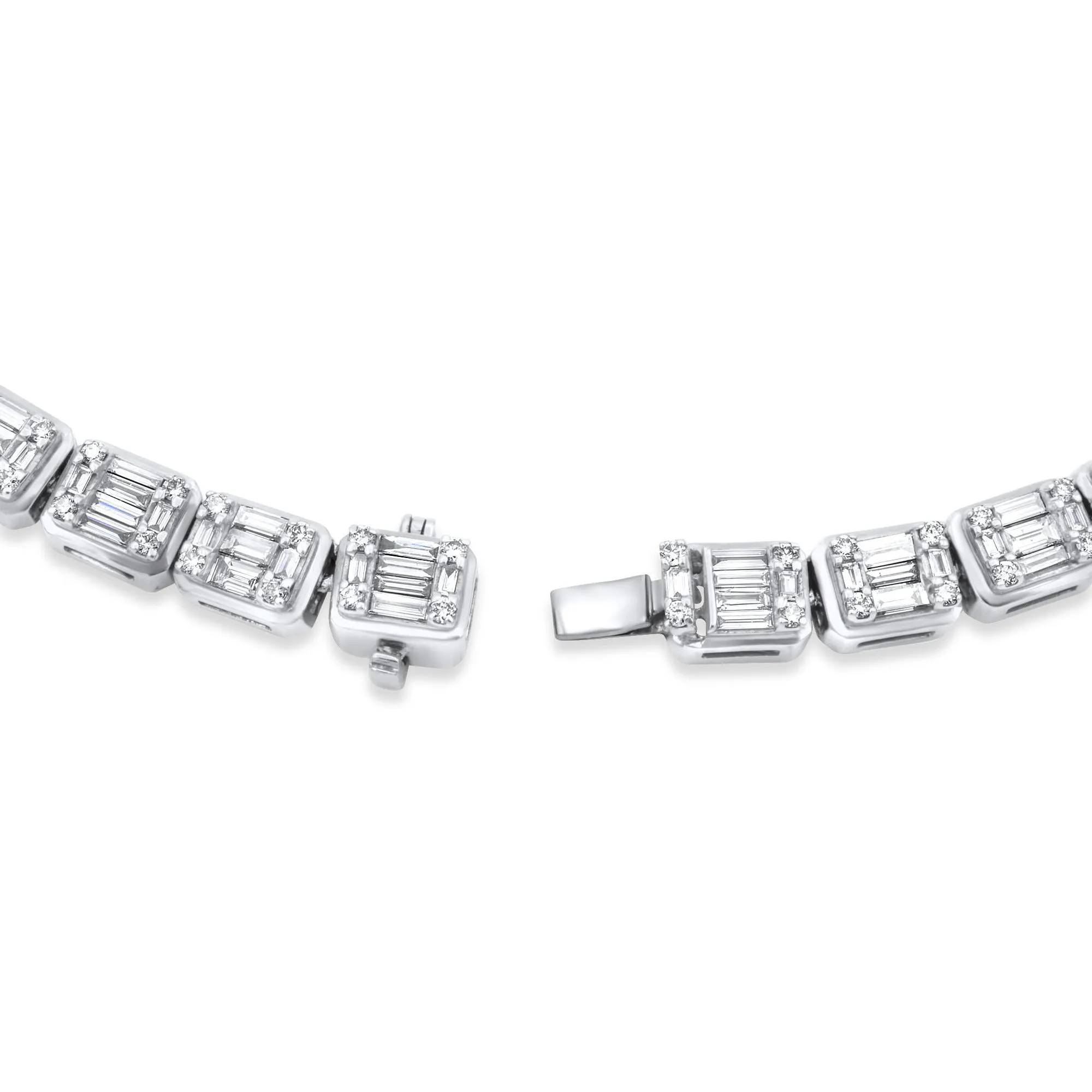 14k White Gold Baguette Chain 11.91 ctw