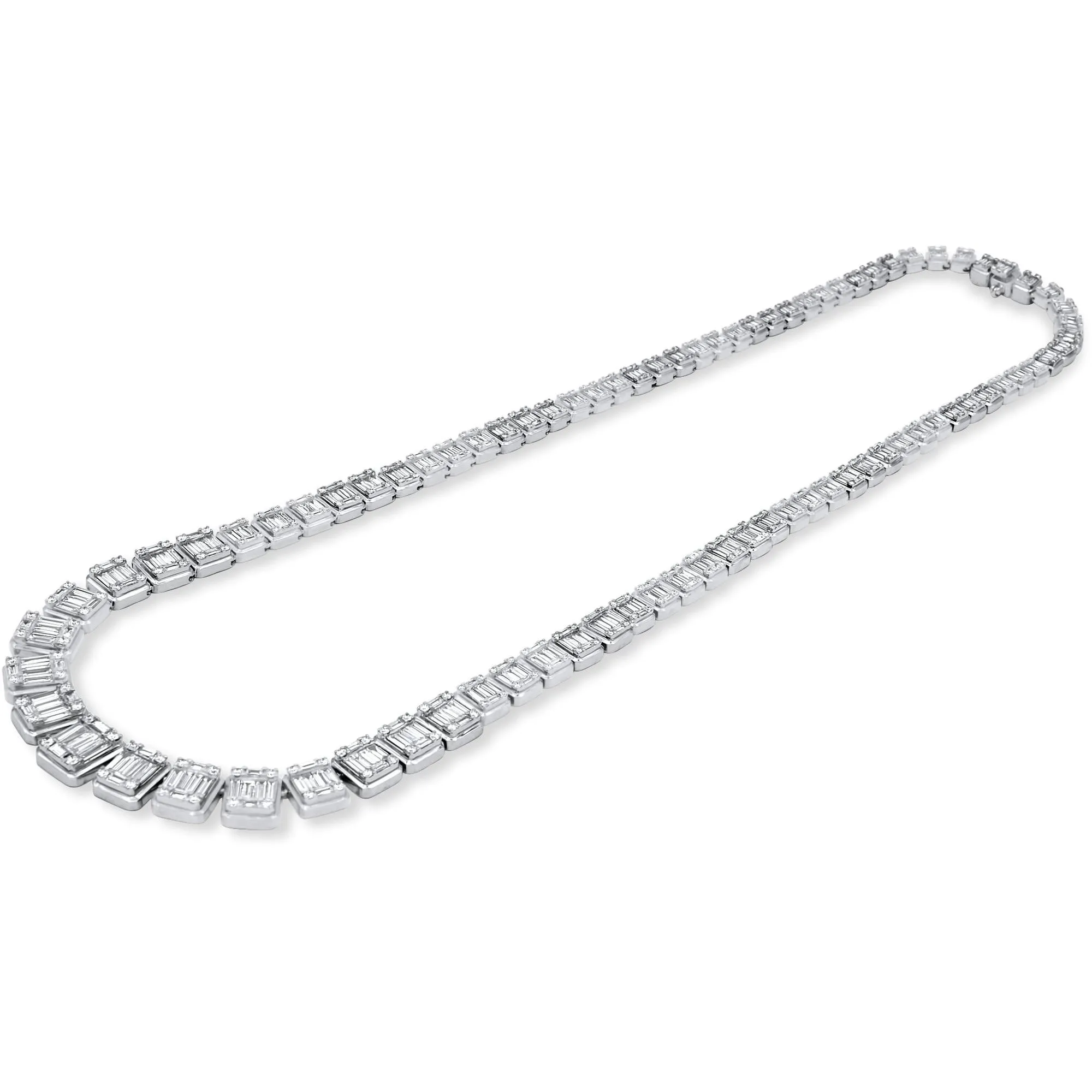 14k White Gold Baguette Diamond Chain 15.47 ctw