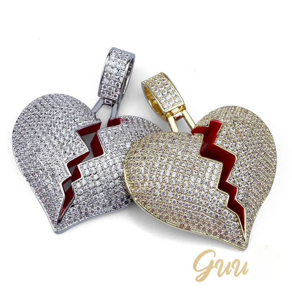 18K Gold-Plated Solid Micro-inlay AAA CZ Heartbreak Necklace