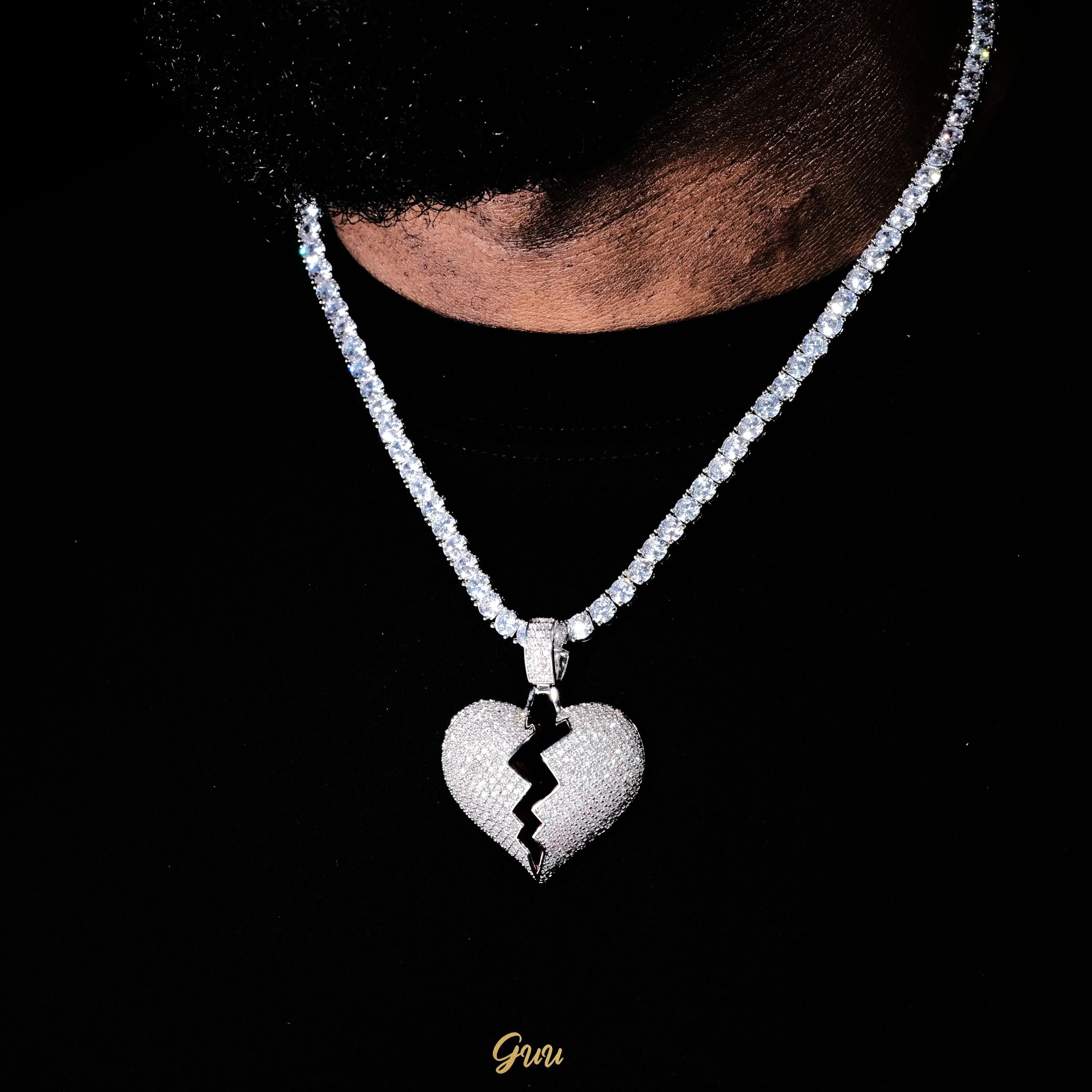 18K Gold-Plated Solid Micro-inlay AAA CZ Heartbreak Necklace
