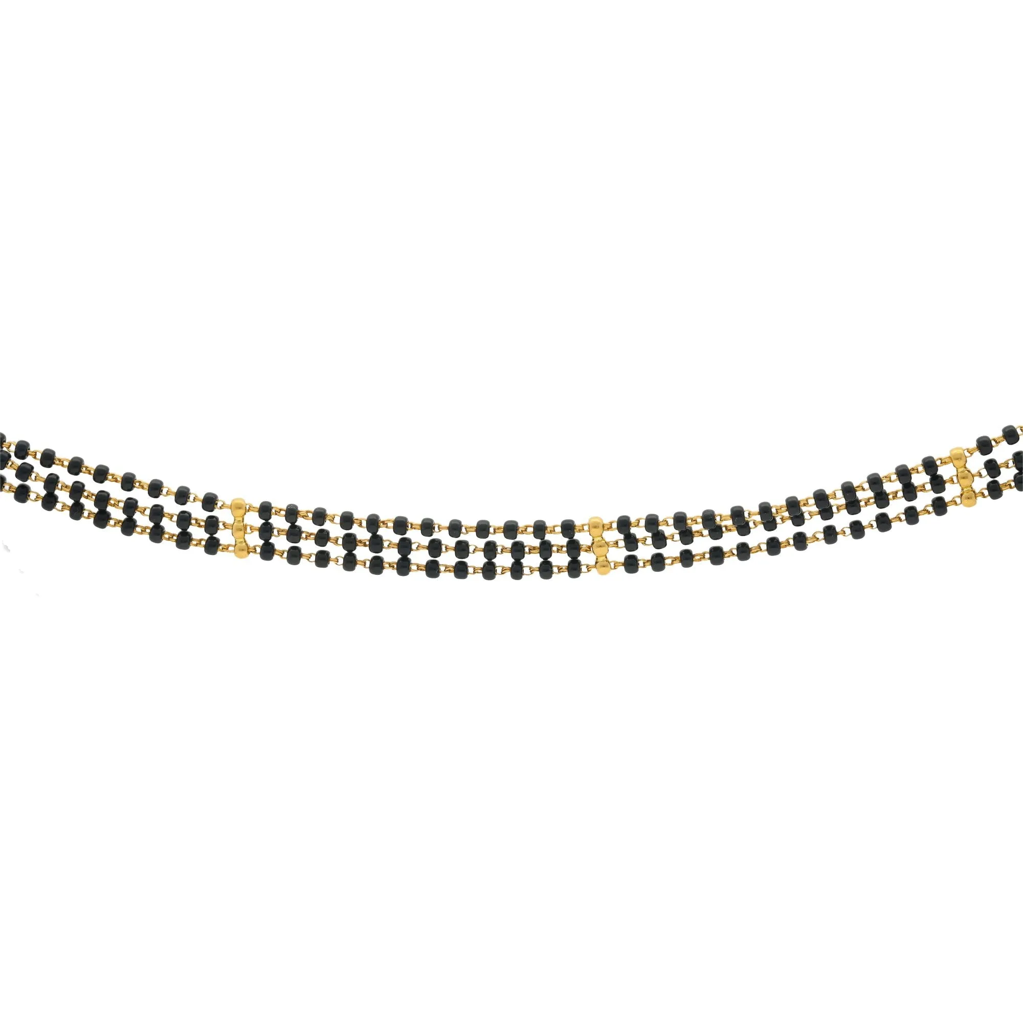 22K Gold Mangalsutra Black Beads Chain, Length 32inches