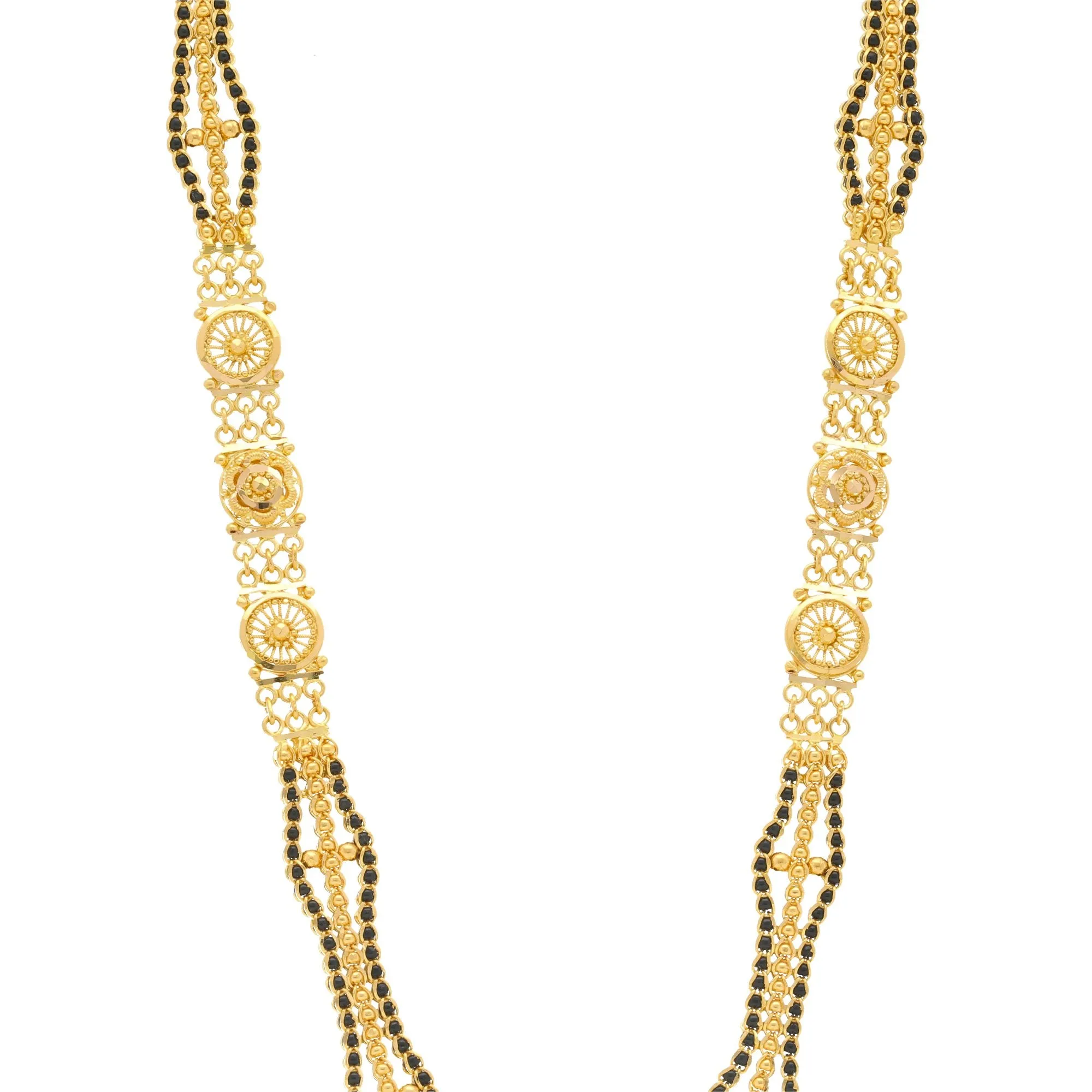 22K Gold Mangalsutra Black Beads Chain, Length 32inches
