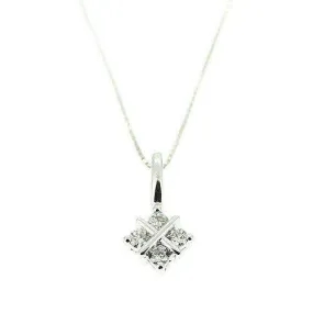 9ct White Gold & Diamond Pendant-WG33
