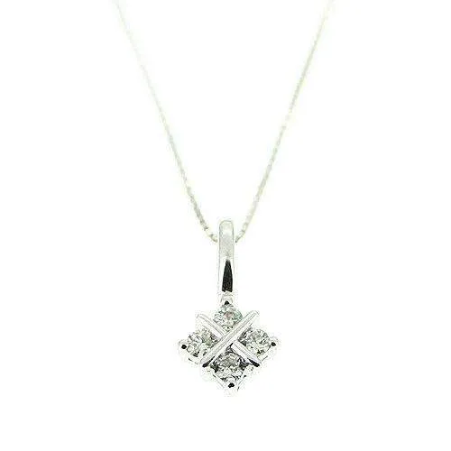 9ct White Gold & Diamond Pendant-WG33