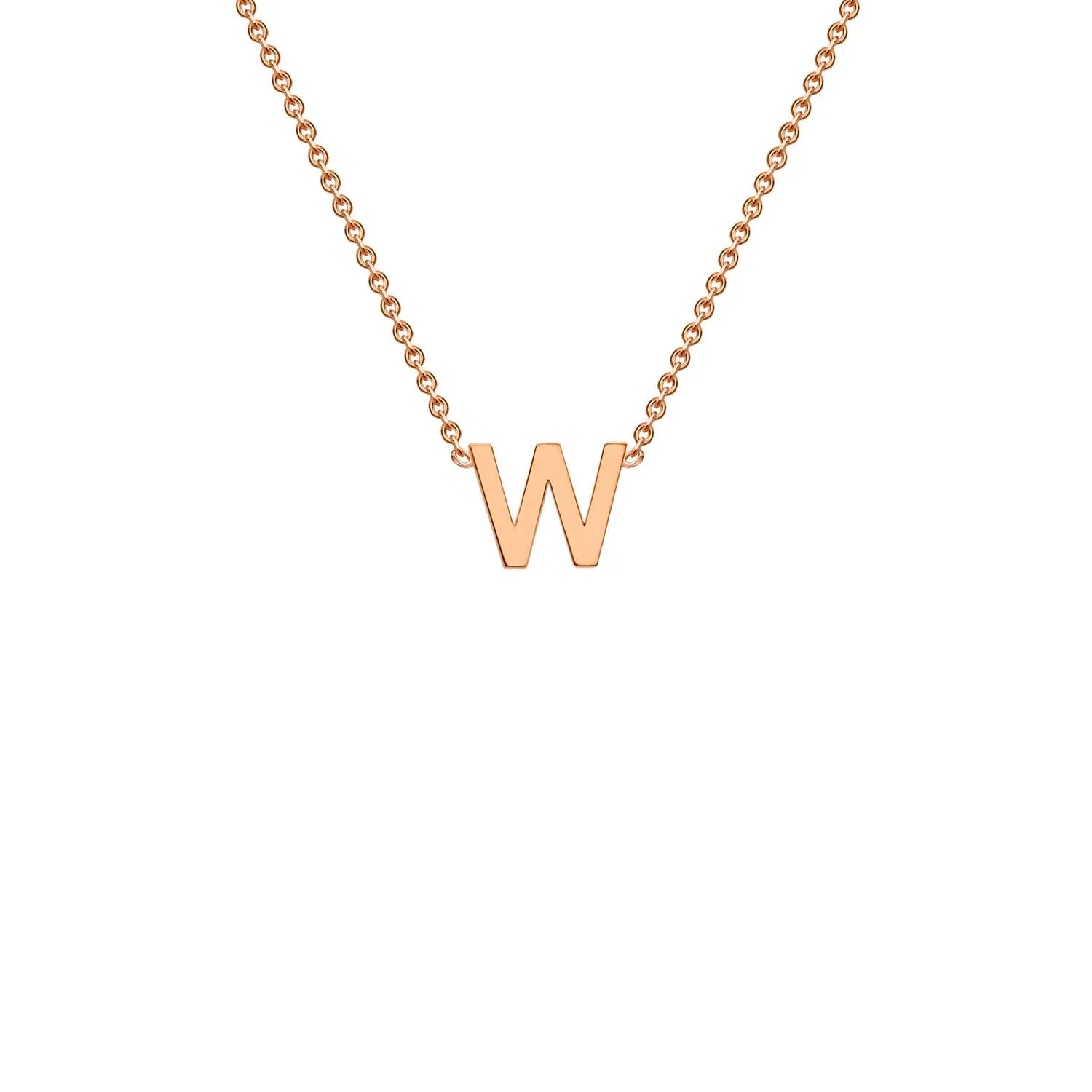 9K Rose Gold 'W' Initial Adjustable Letter Necklace 38/43cm