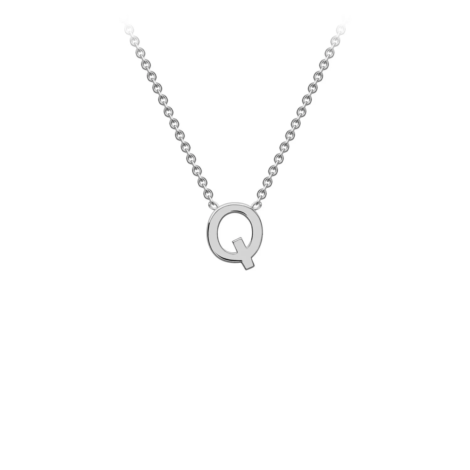 9K White Gold 'Q' Initial Adjustable Letter Necklace 38/43cm