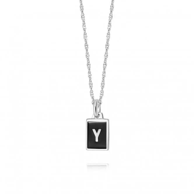 Alphabet Initial Recycled Sterling Silver Y Necklace BETY_SLV