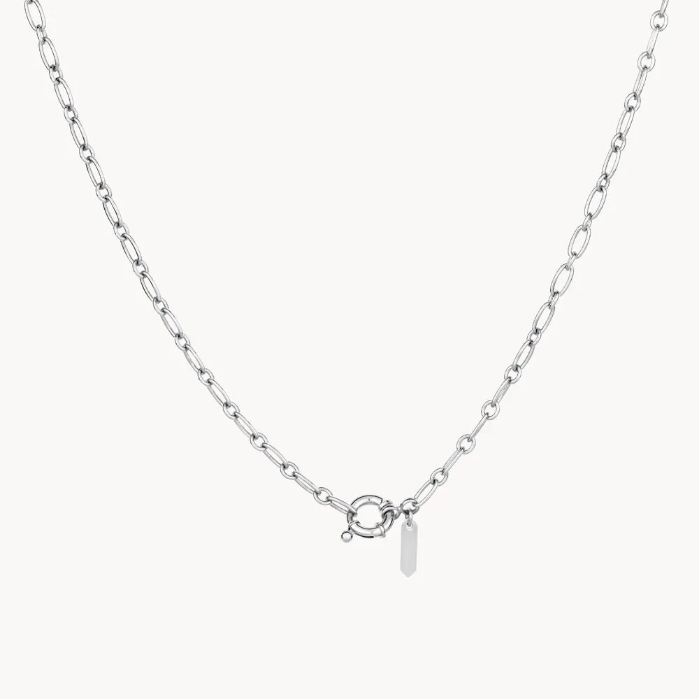 Alternating Paperclip Chain Necklace in Silver