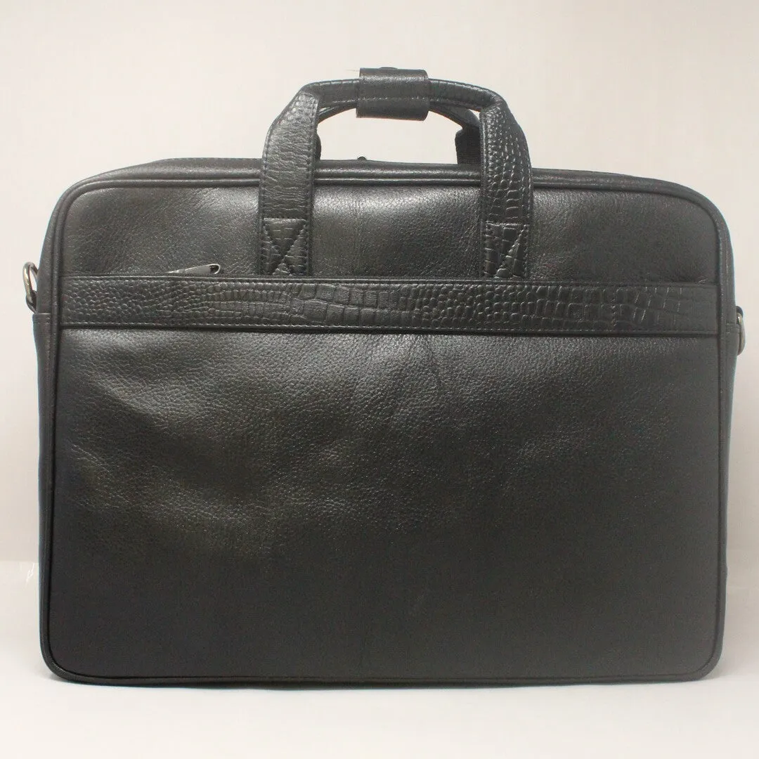 Ambitie Rank Genuine Leather Black Laptop Bag