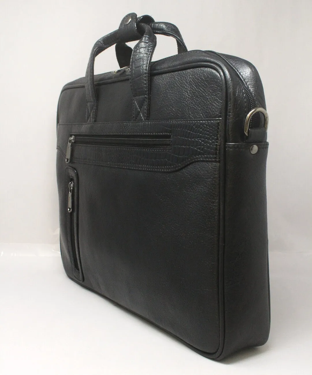 Ambitie Rank Genuine Leather Black Laptop Bag