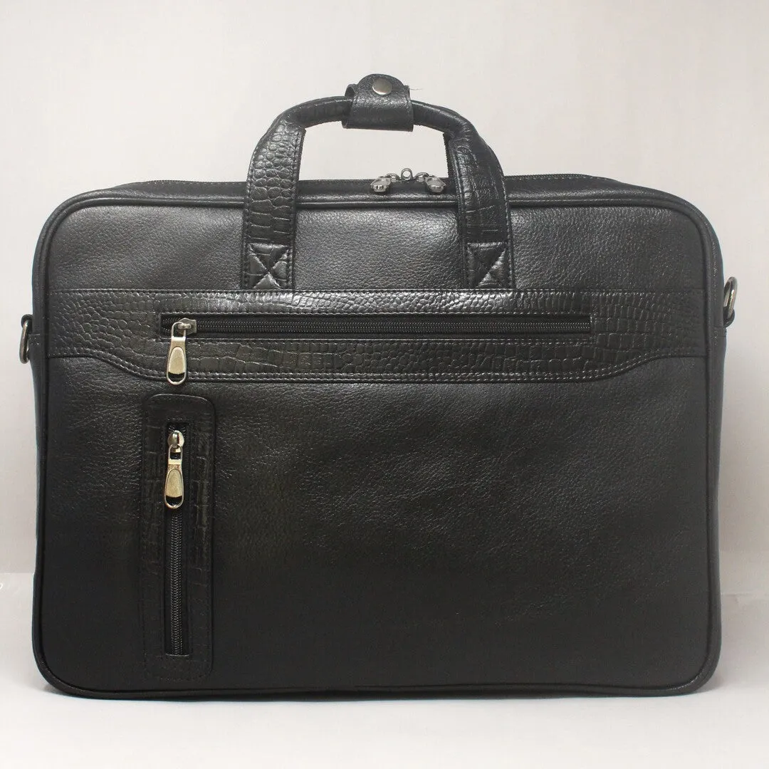 Ambitie Rank Genuine Leather Black Laptop Bag