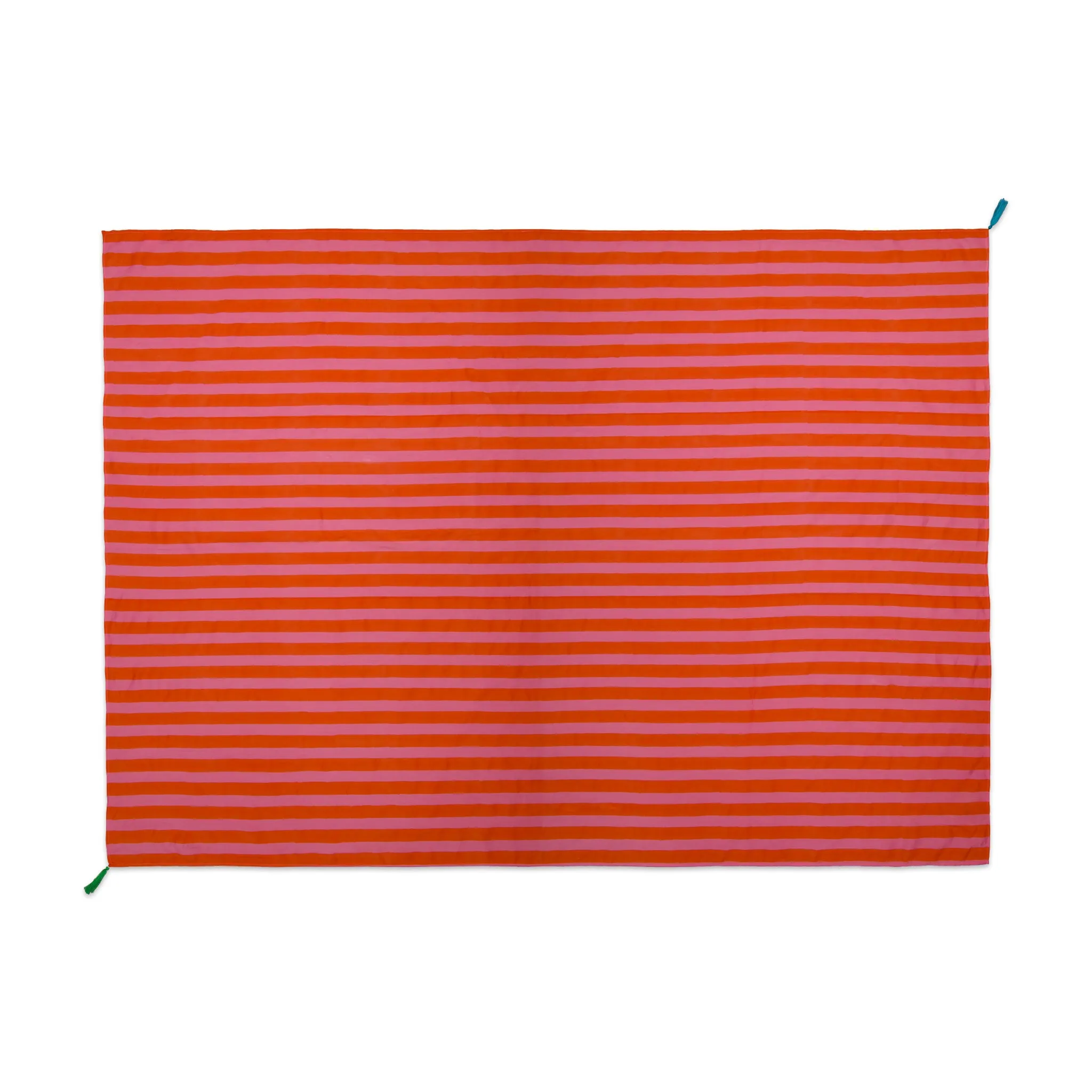 Anni Sarong with Tassels in Orange and Pink Cabana Stripe