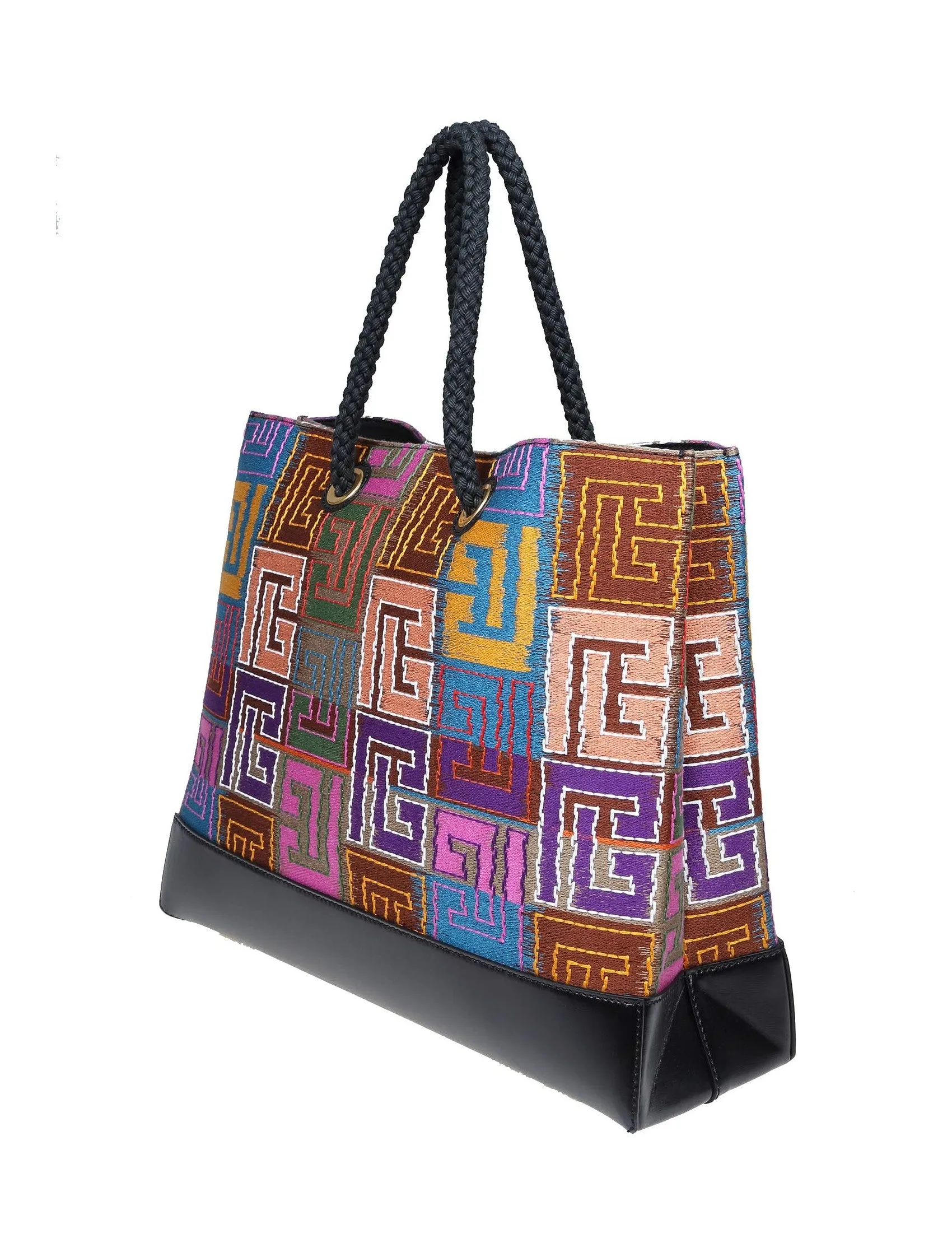 Balmain Monogram Logo Printed Shopping Bag