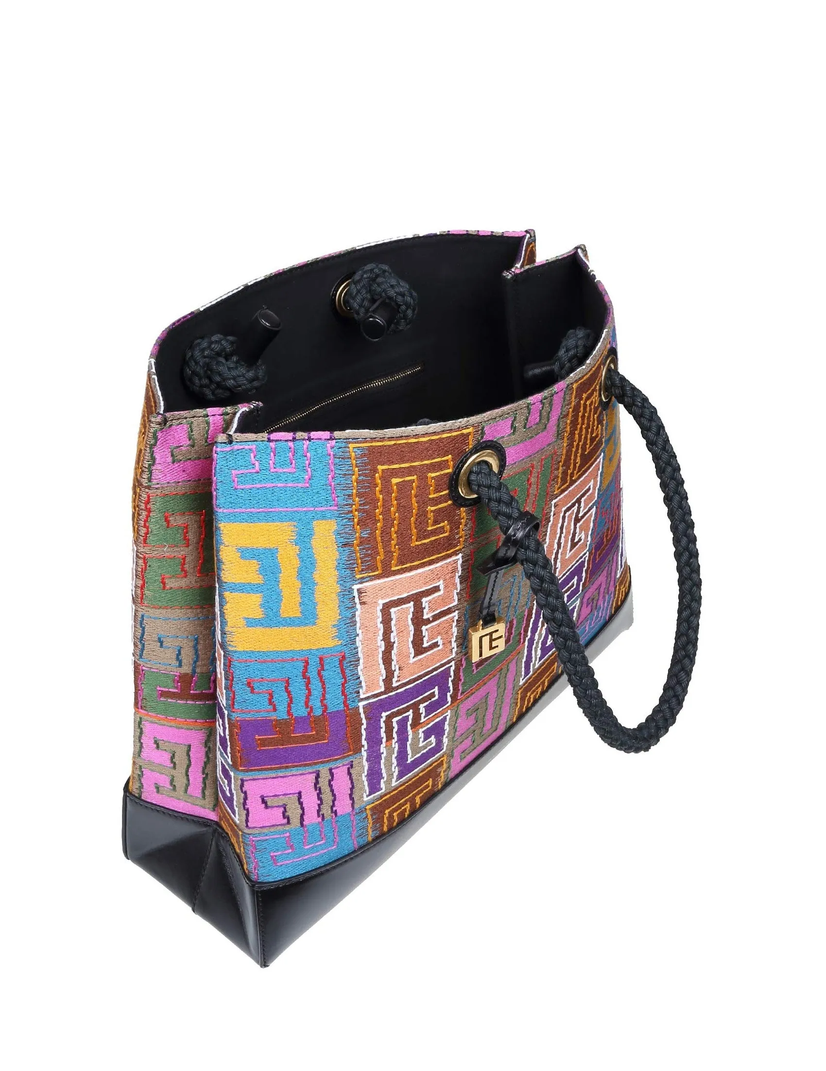 Balmain Monogram Logo Printed Shopping Bag