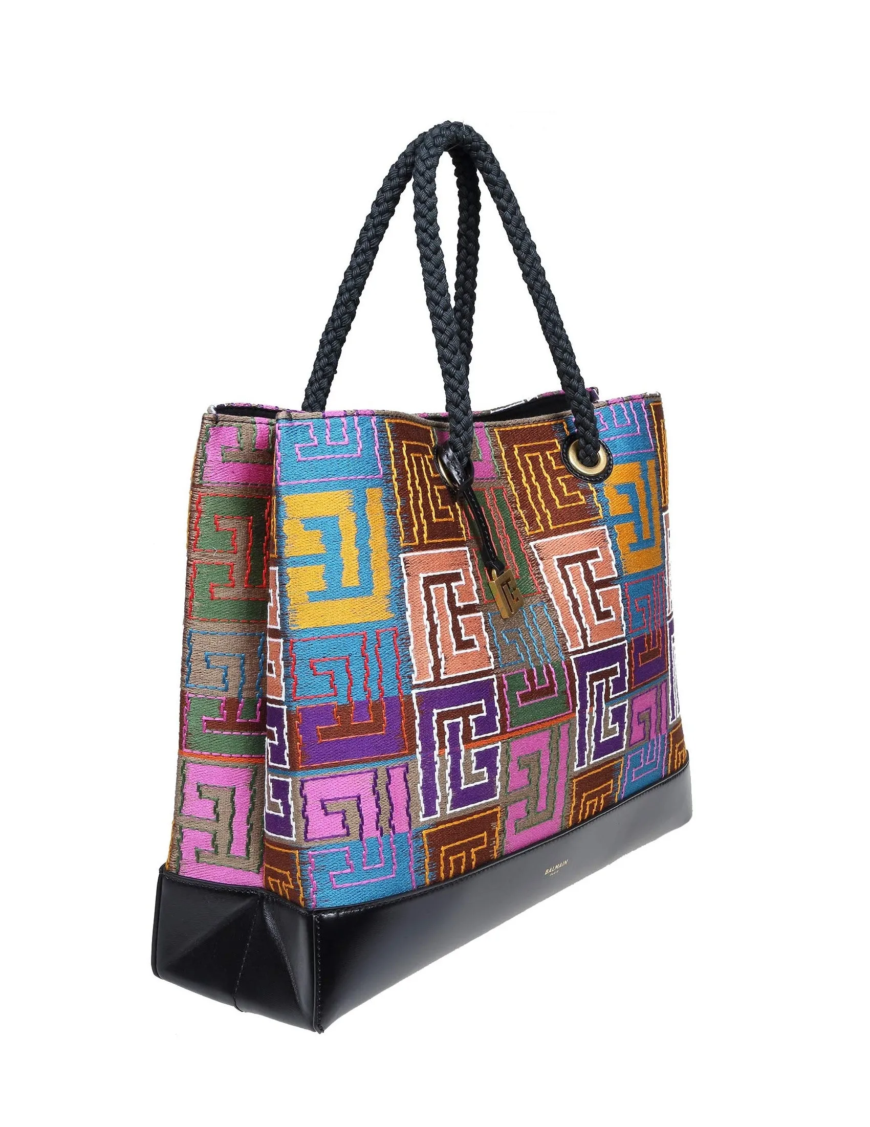 Balmain Monogram Logo Printed Shopping Bag