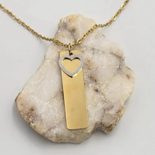 Bar Necklace with Heart Charm