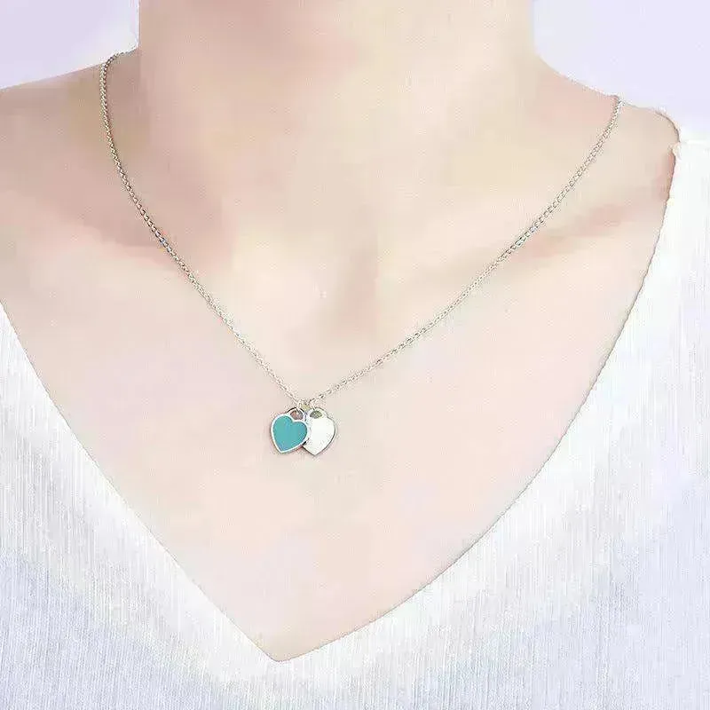 Beautiful copper-plated silver double heart necklace
