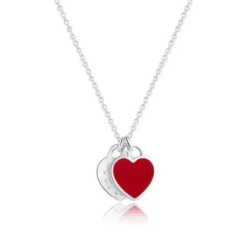 Beautiful copper-plated silver double heart necklace