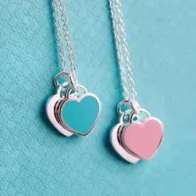Beautiful copper-plated silver double heart necklace