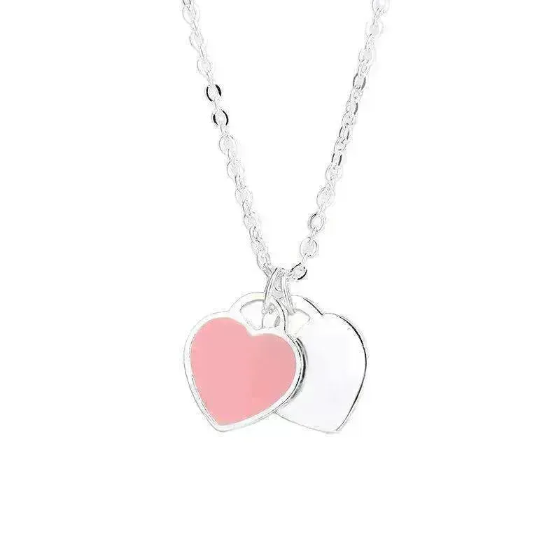Beautiful copper-plated silver double heart necklace