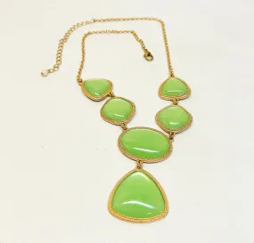 Beautiful lime green cabochon stone style statement necklace