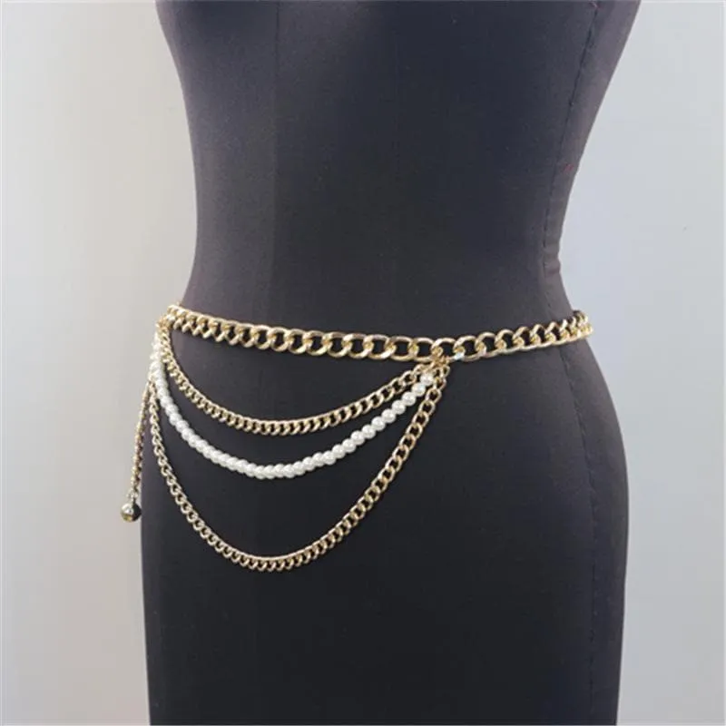 BerryBetty - Beaded faux pearl layered waist chain